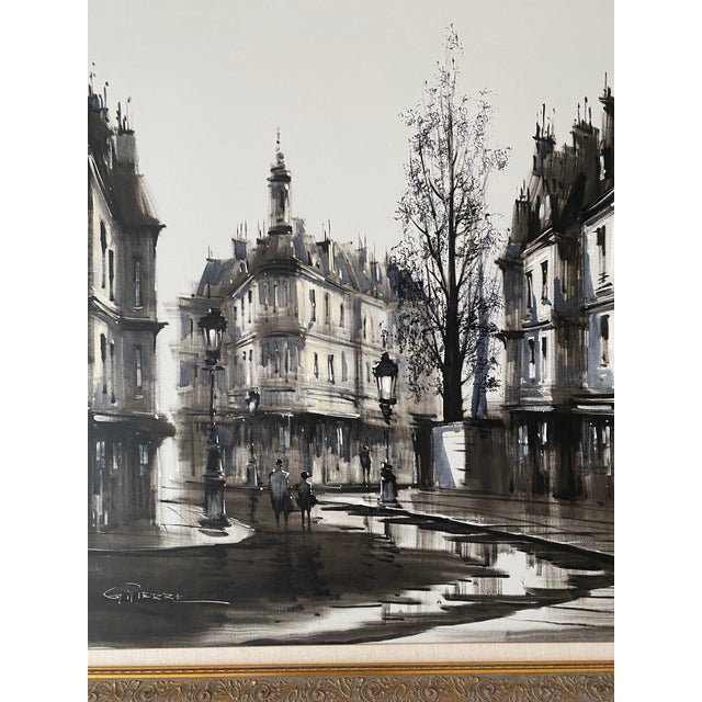 Textile Mid 20th Century Gaston Pierre Original Oil on Canvas Paris Cityscape Painting Framed "Mint" Condition For Sale - Image 7 of 11
