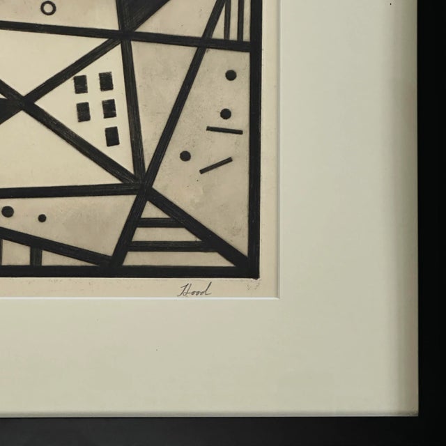 Abstract Richard Hood (1910-1995) - Untitled Modernist Geometric Etching, Signed (C. 1952)/Mondrian/Malevich For Sale - Image 3 of 4
