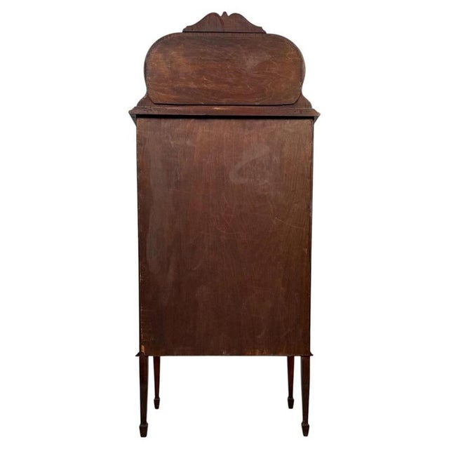 Brown Antique English Mahogany Display Cabinet with Mirror, 1900s For Sale - Image 8 of 11