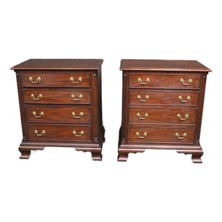 Henkel-Harris Georgian Style Mahogany Four-Drawer Chests, Pair, 2000 For Sale