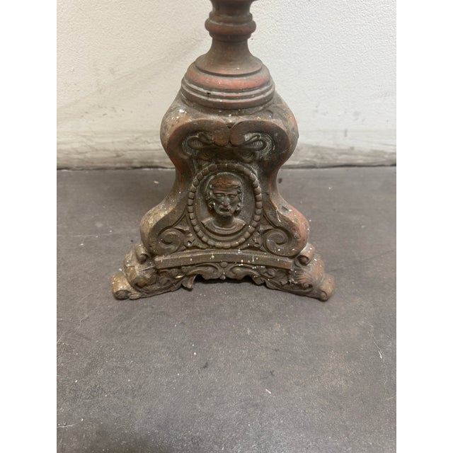 Antique 19 Century Tall Gothic-Style / Religious French Altar Candlestick For Sale In Los Angeles - Image 6 of 12
