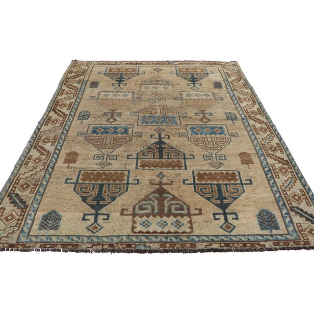 Mid-Century Modern Antique Persian Shiraz Lori Rug With Tribal Style, 05'01 X 06'10 For Sale - Image 3 of 10