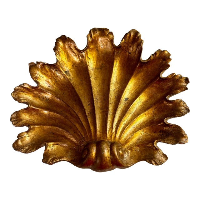 Mid 20th Century Gold-Leaf Florentine Shell Catchall For Sale