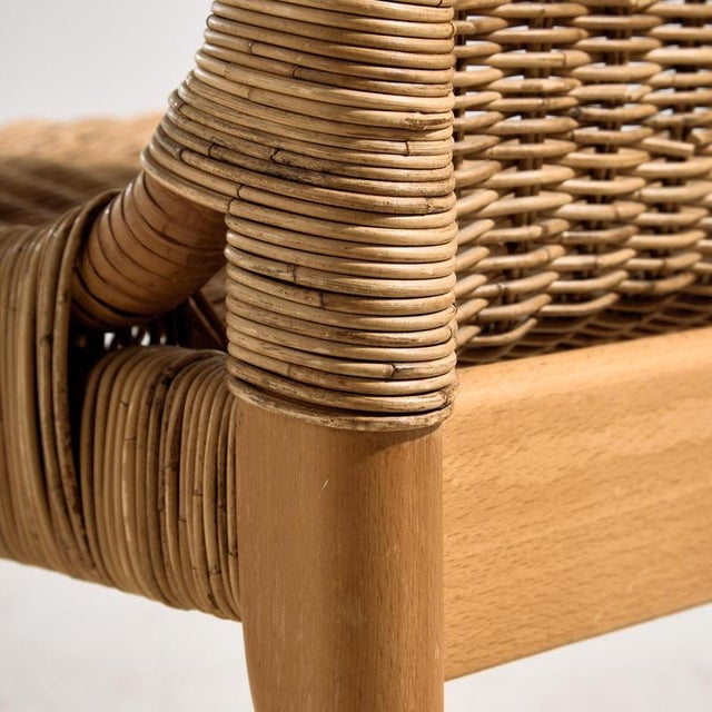 Oak and Rattan Chairs, 1970s, Set of 4 For Sale - Image 12 of 17