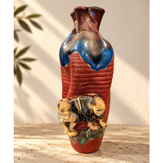 Antique Japanese Sumida Gawa art pottery vase signed by Ishiguro Koko, dating to the Meiji period/turn of the 20th...