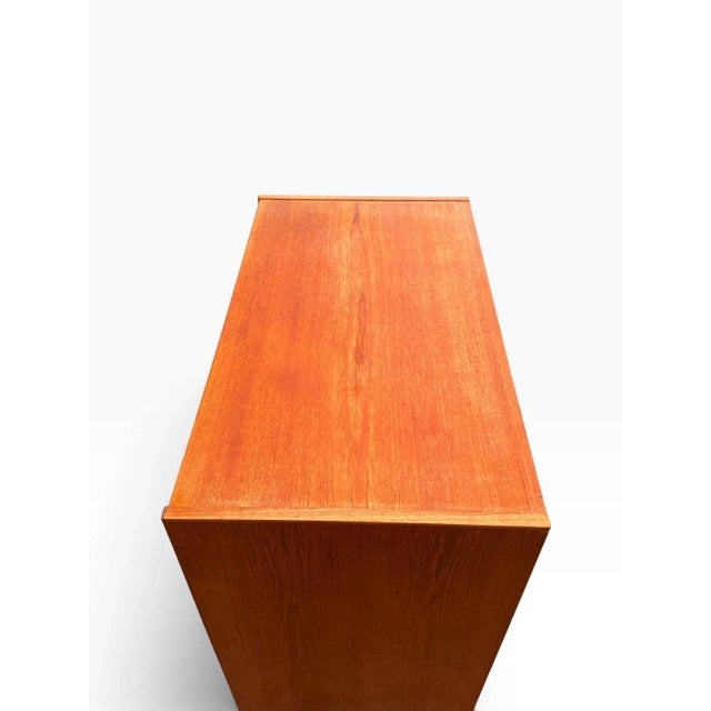Mid-Century Danish Modern Teak Tallboy Dresser | Chest of Drawers With Carved Pulls For Sale - Image 6 of 15