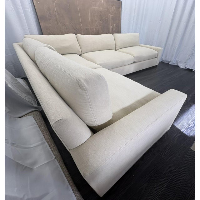 Rh Maxwell Left-Arm L-Sectional | Classic | Down | Perennials® Performance Textured Linen Weave – Dune For Sale - Image 11 of 18