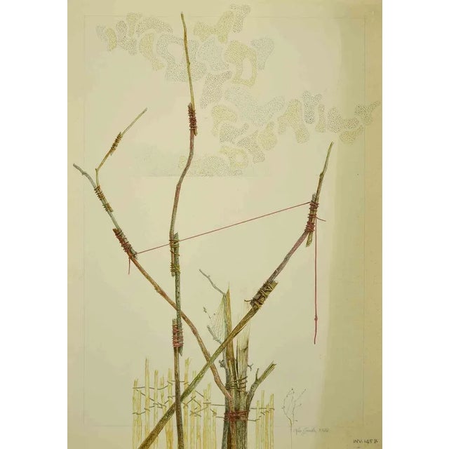 Composition is an original drawing in china ink and watercolor realized by Leo Guida in 1974. Good condition except for...