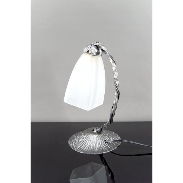 Mid-Century Modern Art Deco Wrought Iron Lamp, France, 1930s For Sale - Image 3 of 9