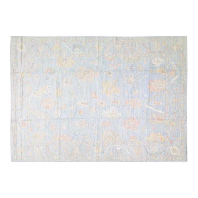 Oushak Hand Knotted Wool Rug, 9'8"x14' For Sale