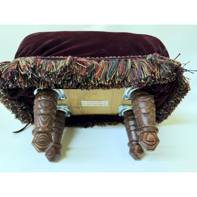 Mid 20th Century Artisan Handmade Velvet Footstool by Ingrid McKinley For Sale - Image 9 of 11