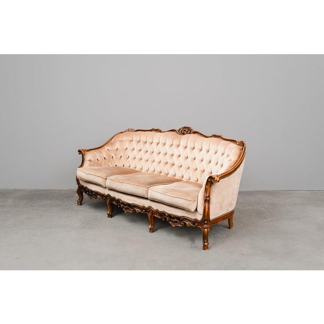 Cream Baroque Style Sofa in Solid Wood, 20th Century For Sale - Image 8 of 18