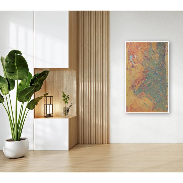 Orange A512 - Large Contemporary Colorful Abstract Painting With White Frame Original Artwork by Marco Schmidli For Sale - Image 8 of 9