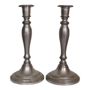 Queen Art Pewter Candlestick Holders, a Pair