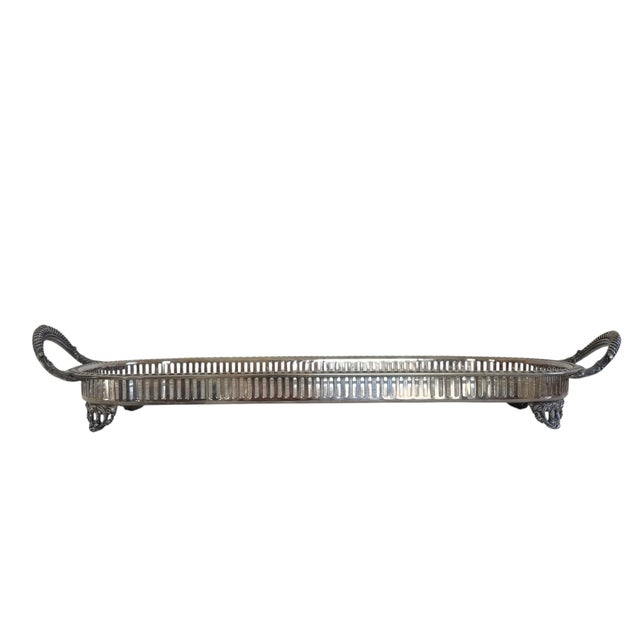 Antique W & S Blackinton Large Silver Plated Footed Gallery Serving Drink Tray For Sale - Image 10 of 12