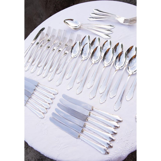 Starter Cutlery for Twelve in Silver Plated Metal from Lecko, 1960s, Set of 44 For Sale - Image 9 of 11