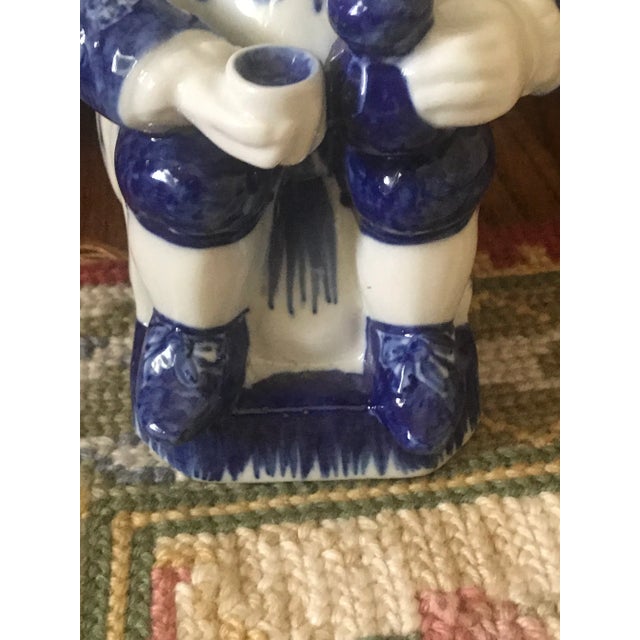 Traditional Vintage Blue and White Porcelain Viana Do Castelo, Portugal Hand Painted Pitcher For Sale - Image 3 of 11