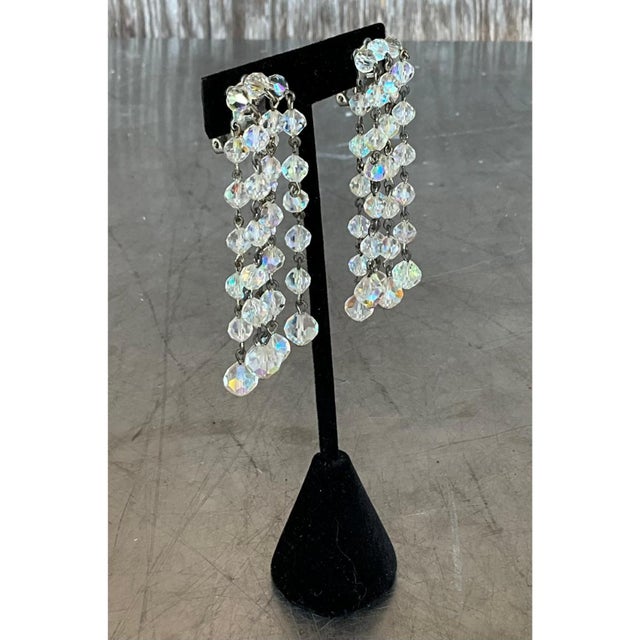 Vintage Aurora Borealis Crystal Clip on Earrings For Sale - Image 11 of 11