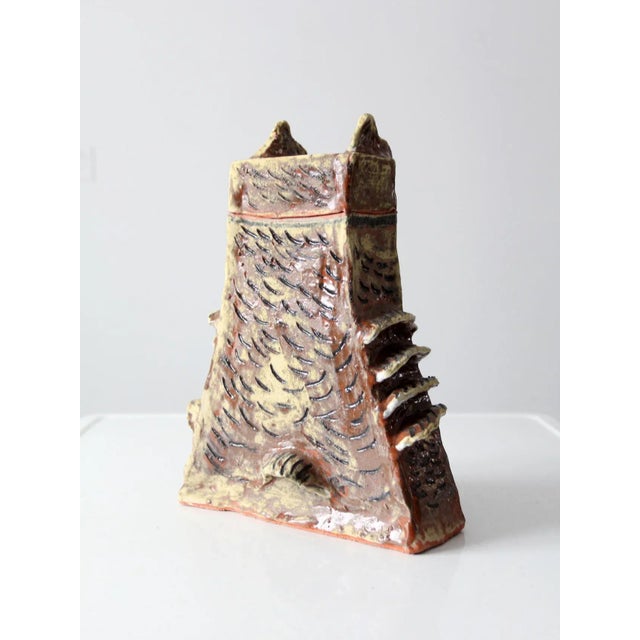 Ceramic Vintage Clare Holmberg Studio Pottery Owl Jar For Sale - Image 7 of 13