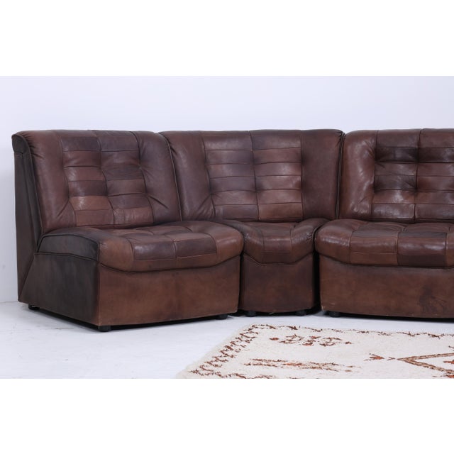 Mid-Century Brown Leather Modular Sofa from Lemke, 1970s, Set of 6 For Sale - Image 3 of 11