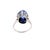 Contemporary 18k White Gold Oval Cabochon Igi Lab-Grown Blue Solitaire Ring, Size 6.25 For Sale - Image 3 of 4