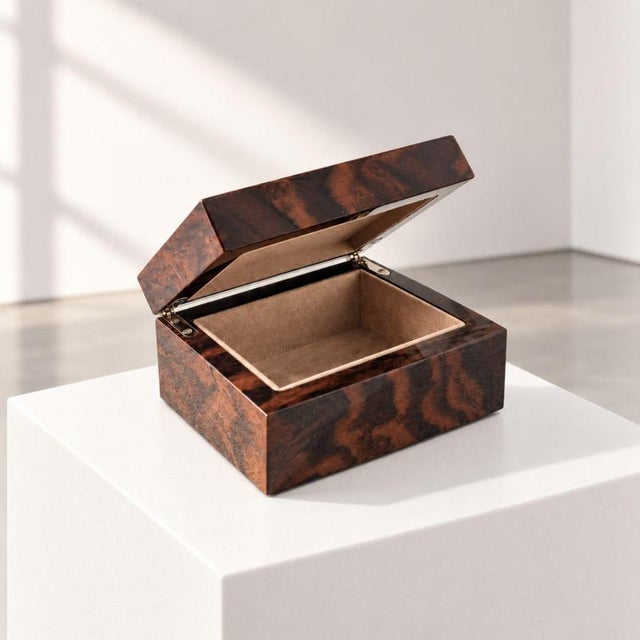 Contemporary Bentley Wood Decorative Box with Winged B Logo For Sale - Image 3 of 9