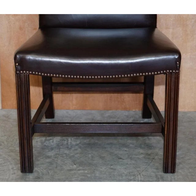 Wood Buttoned Occasional Desk Chair in Brown Leather from George Smith For Sale - Image 7 of 15