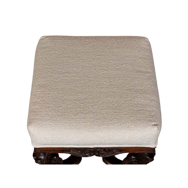 French Antique Upholstered Stool For Sale - Image 3 of 5