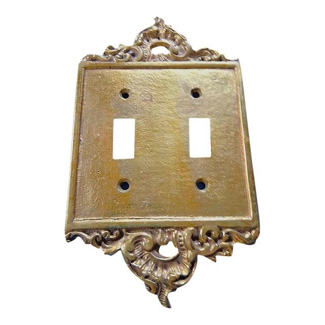 1960's Toggle Switch Double Plate Cover Ornate Chippendale Rococo Style For Sale