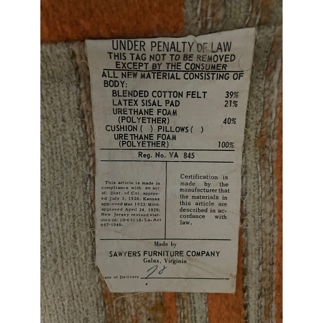 Mid 20th Century Vintage Striped Couch Made in Usa For Sale - Image 5 of 5