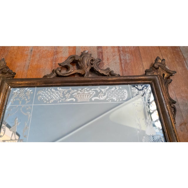 19th Century Continental European French or Italian Rococo Mirror With Etched Glass For Sale - Image 11 of 17