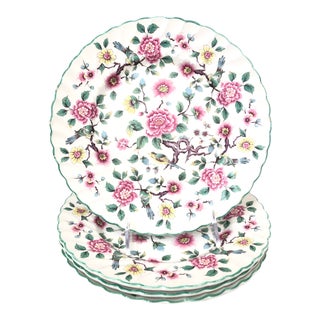Old Foley Chinese Rose Staffordshire Dinner Plates - Set of 4 For Sale