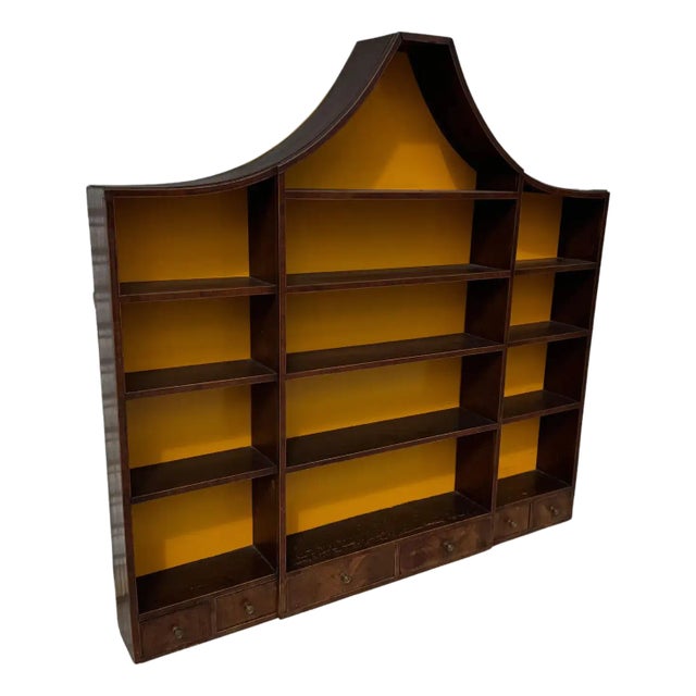 Mid 18th Century 6 Drawer Georgian Mahogany With Inlay Wall Hanging Shelf For Sale