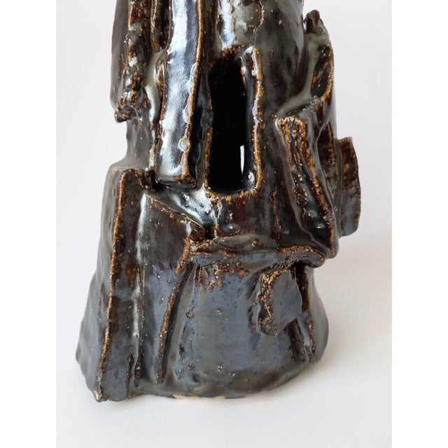 Black Modernist Sculpture Vase For Sale - Image 8 of 10