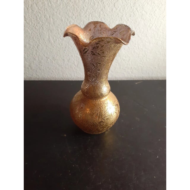 Vintage Victorian 22k Gold Overlay Lotus Bud Vase For Sale - Image 4 of 7