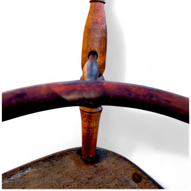 Circa 1820 Elm and Yew Wood Windsor Captains Armchair With Crinoline Stretcher For Sale - Image 10 of 11