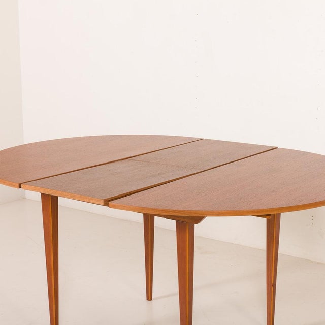 Scandinavian Round Teak Table with Hidden Extension, 1970s For Sale - Image 13 of 18