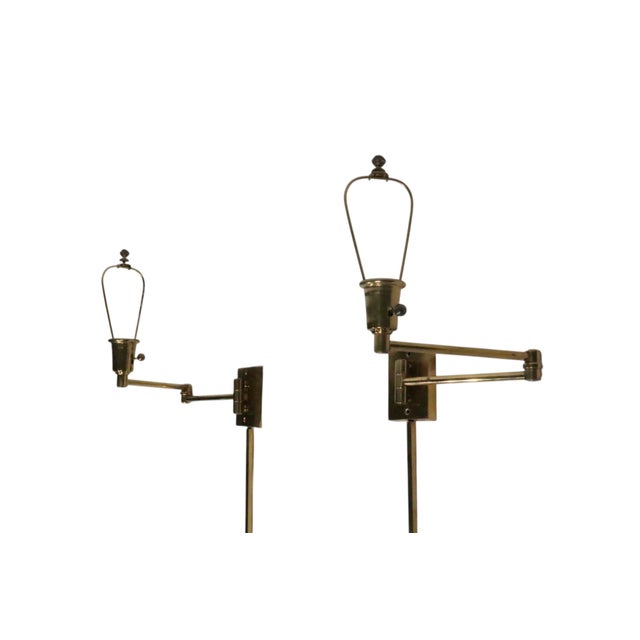 Hansen Lighting Co. 1970's Hollywood Regency Style Brass Flex Arm Wall Sconces - a Pair For Sale - Image 4 of 12