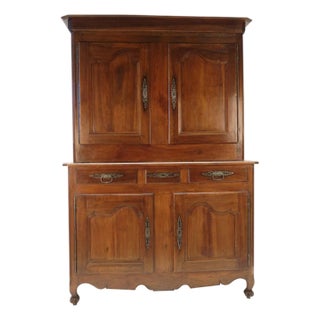 Circa 1780 Walnut Buffet Deux Corps Cabinet For Sale
