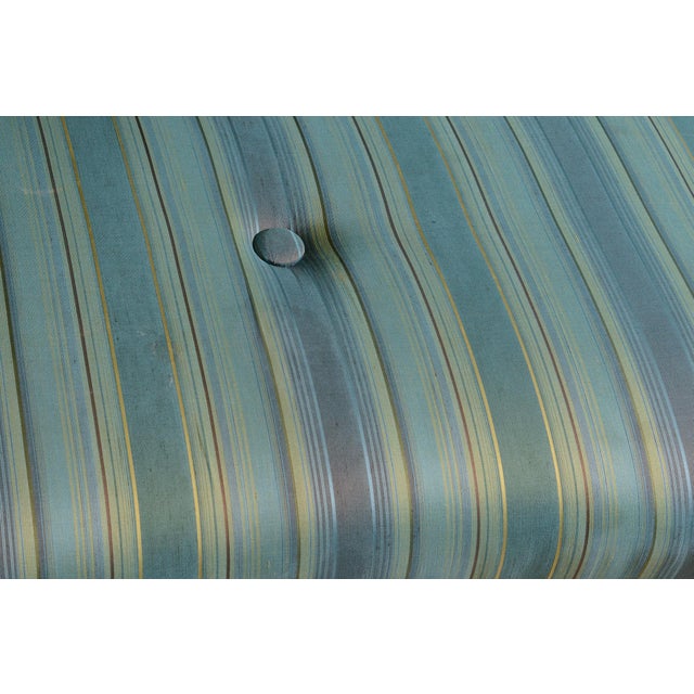 Blue French Napoleon !!! Upholstered Ottoman on Caster For Sale - Image 8 of 10