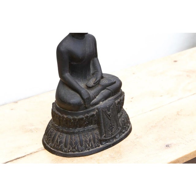 Mid 20th Century Captivating Metal Buddha With Patinated Finish For Sale - Image 5 of 12