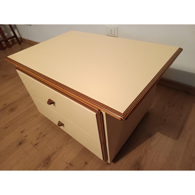 Cream Vintage Lacquered Bedside Tables, 1980s, Set of 2 For Sale - Image 8 of 10