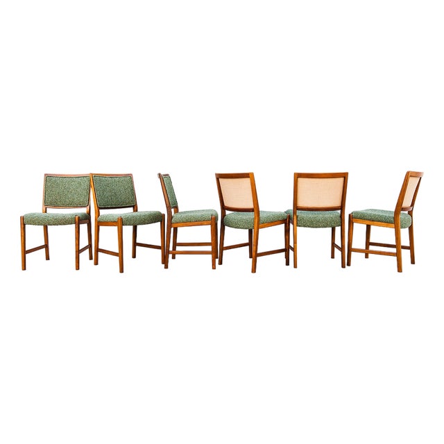 Vintage Mid Century Modern Walnut Dining Chairs by Skaraborgs For Sale
