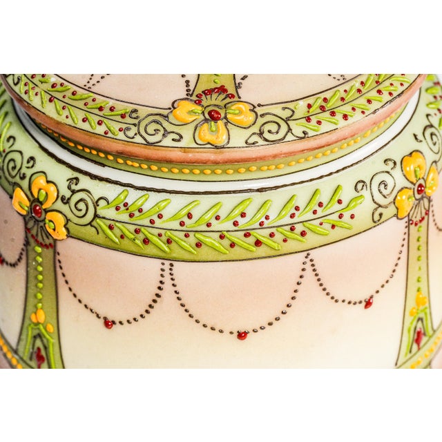 Rare Nippon Antique Hand Painted Native American Indian Chief Tobacco Humidor Porcelain Lidded Jar For Sale - Image 13 of 18