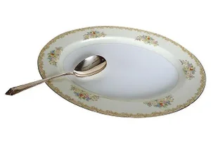 Serving Platter & Silver-Plate Serving Spoon