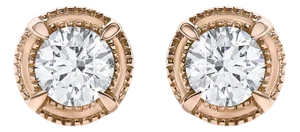 14K Rose Gold Plated .925 Sterling Silver 1.0 Cttw Round Brilliant Cut Diamond Solitaire Milgrain Stud Earrings (K-L Color, I2-I3 Clarity)