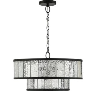 Chelsea 4-Light Mirrored Two-Tier Drum Chandelier For Sale