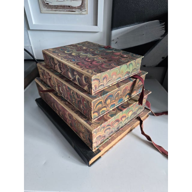 Vintage Handmade Paper Venetian Boxes - Set of 4 sold as found previously owned showing normal signs of use withotu overt...