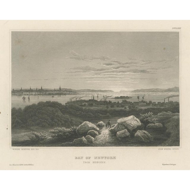 W. Heine, Bay of New York from Hoboken Antique New York Harbor, 1850, Engraving For Sale - Image 3 of 10