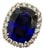 43.74 Ct Cushion-Cut Tanzanite & 4 Ct Diamond Ring in 14K White Gold Size 6.5 For Sale